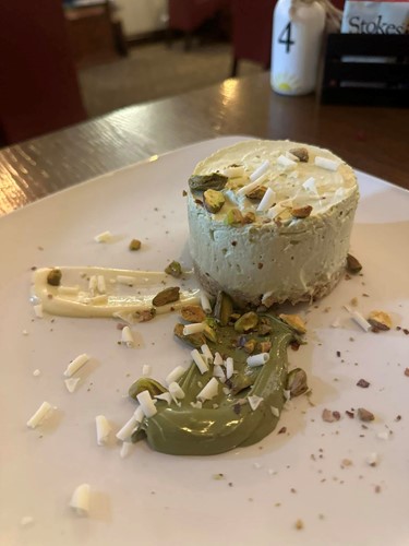 White Chocolate and Pistachio Cheesecake from The Rising Sun