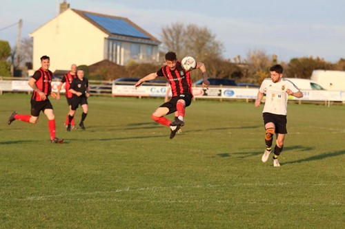 Mansbridge lobbed keeper from outside the 18 yard box but was disallowed for controversial off side decision