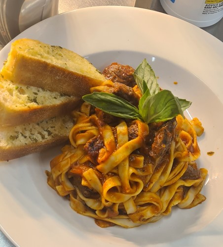 Pasta and Garlic Bread at The Cross Inn